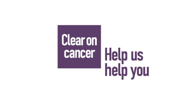 Purple background Clear on Cancer, Help us Help you in purple